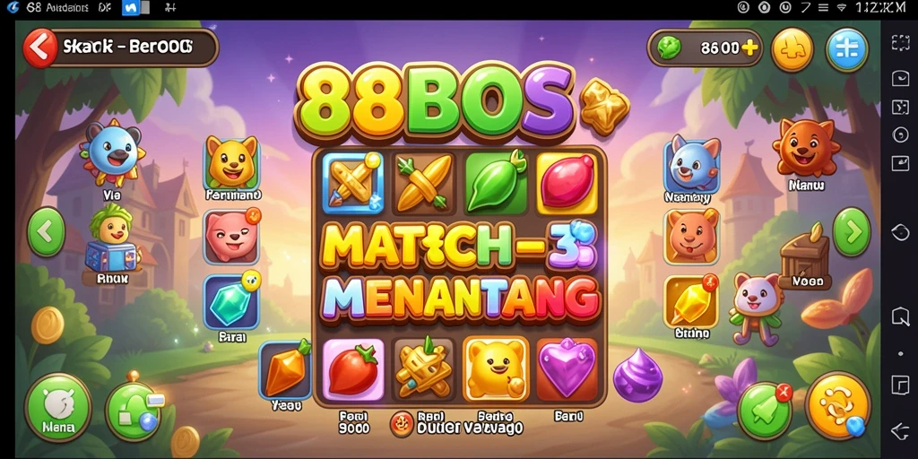 Tampilan gameplay seru di 88BOS dengan kombinasi buah-buahan.