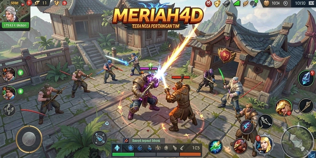 Tangkapan layar dari aksi seru dalam permainan MOBA.