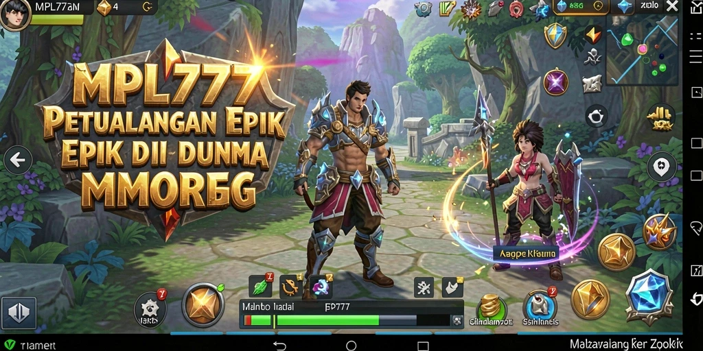 Screenshot menampilkan pertarungan epik dan petualangan di dunia MMORPG MPL777.