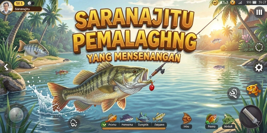 Gameplay SARANAJITU dengan visual dan animasi memancing yang memukau.