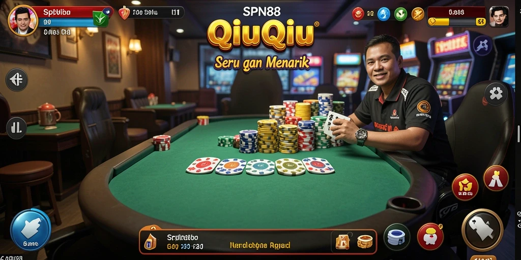 Tampilan gameplay seru SPN88 saat bermain QiuQiu bersama teman.