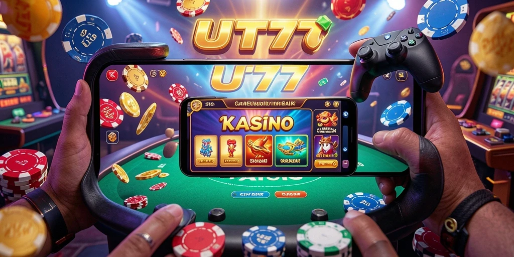 Tampilan utama UT77 dengan gameplay Kasino yang mendebarkan.